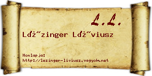 Lézinger Líviusz névjegykártya